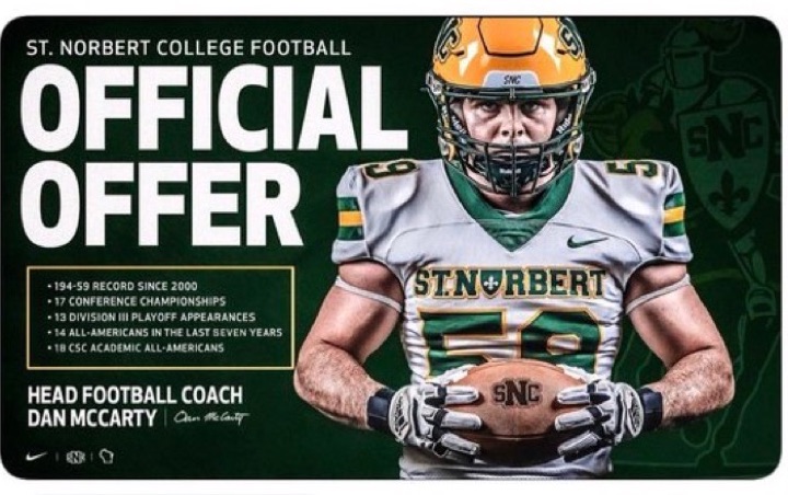 Offer announcement published by St. Norbert College football
